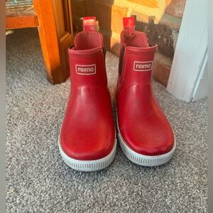 Reima Kids Red Rubber Rain Boots Size 28 Us 11 Slip-On Chelsea Style Waterproof